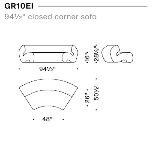 Gruuve Sofa by Moroso, size drawing 3