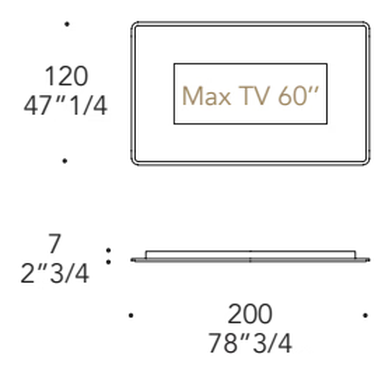Oh Frame Specchio TV Mirror by Reflex, size drawing