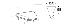 Avenue Sofa by Ditre Italia, size drawing: Open corner base