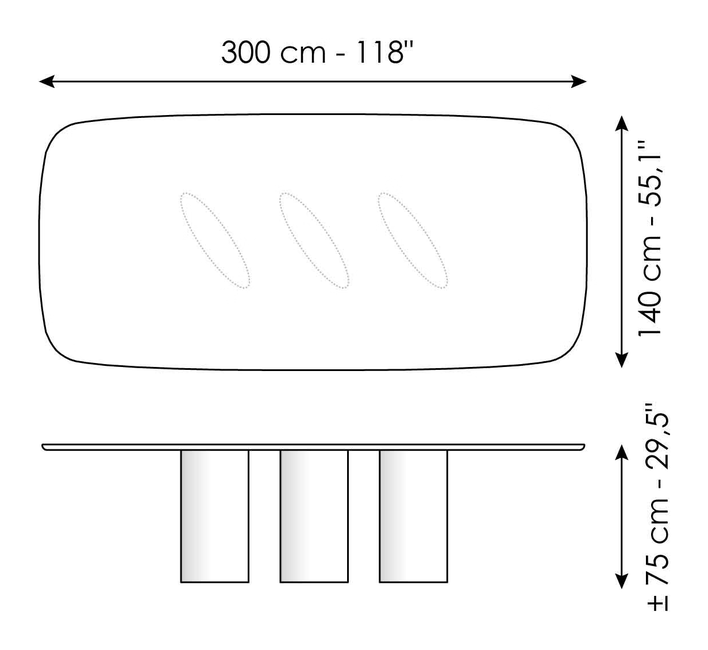 Louver Dining Table by Bonaldo, size drawing 6