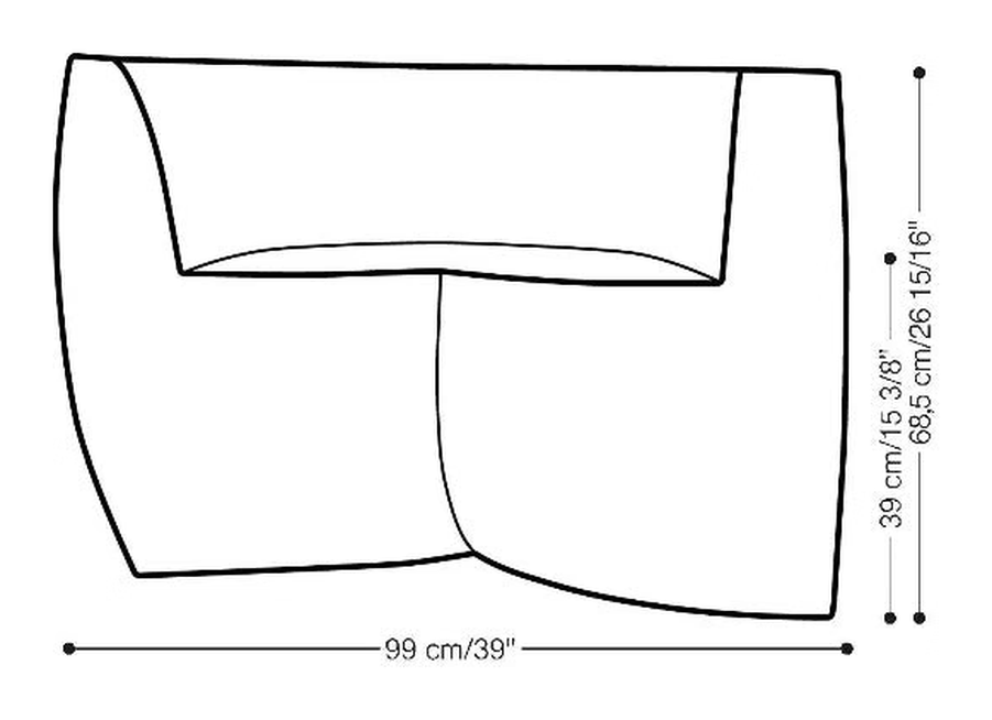 Gehry Easy Chair by Heller, size drawing 1
