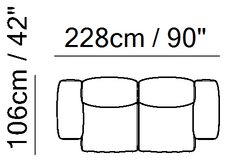 Colle Sectional by Natuzzi Italia: Upholstered modular sofa, outline drawing with sizes