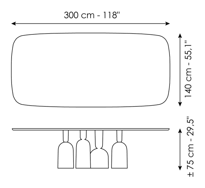 Cop Dining Table by Bonaldo, size drawing 6