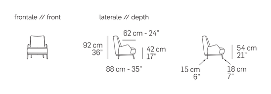 Bea High Armchair by Nicoline, size drawing 1