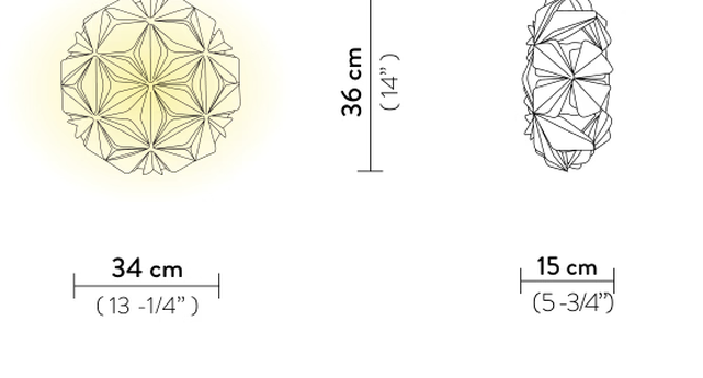 C'est La Vie Ceiling/Wall Lamp by Slamp, size drawing: C'est La Vie Ceiling/Wall Mini