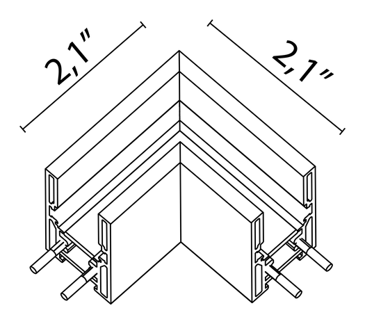 The Tracking Magnet Suspension Down Track by Flos, size drawing: The Tracking Magnet Surface/Suspension Profile 90º Mechanical Corner