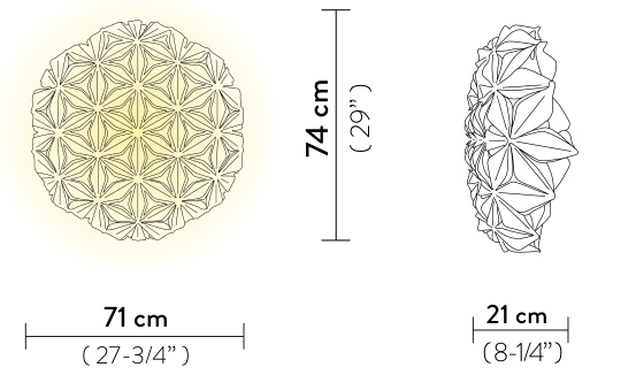 La Vie Ceiling/Wall Lamp by Slamp, size drawing: La Vie Ceiling/Wall Large