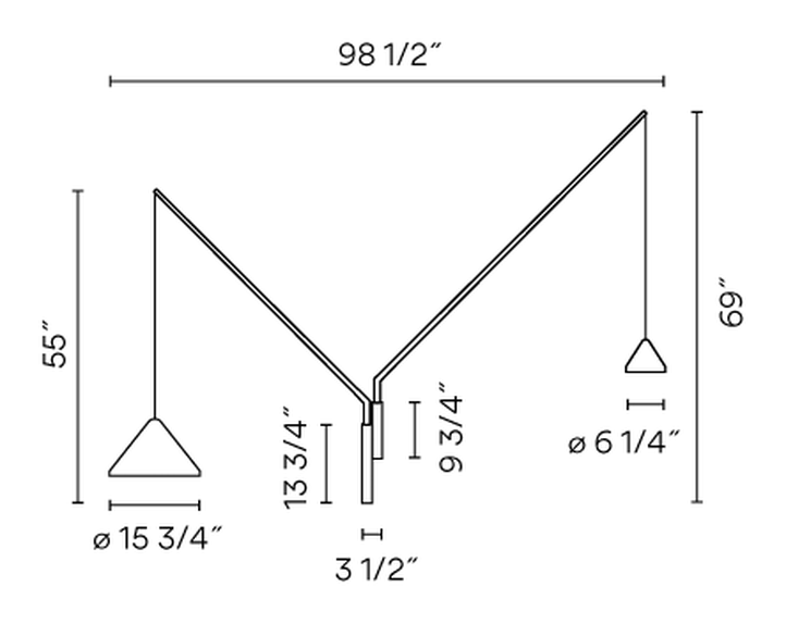 North Lighting Collection by Vibia, size drawing: Model 5635