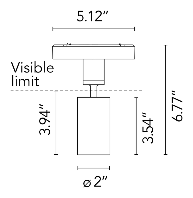 Light Shadow Spot 45 Module, Running Magnet by Flos, size drawing