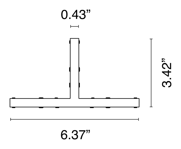 Zero Track Pro Recessed System by Flos, size drawing: T Connector