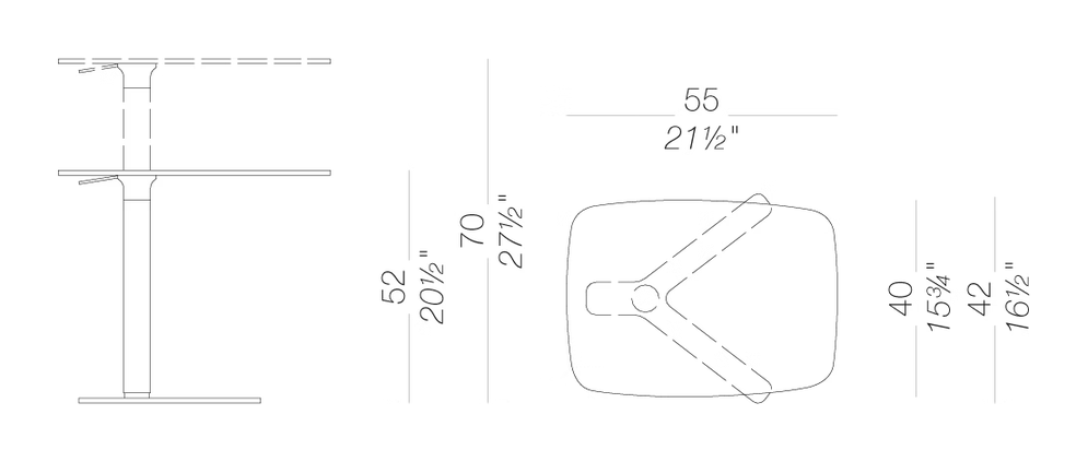 Yo T80E Side Table by LaPalma, size drawing