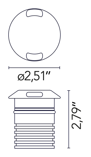 Landlord Ground Ø64 Beam Recessed Light by Flos, size drawing: Landlord Ground Ø64 2 Beam