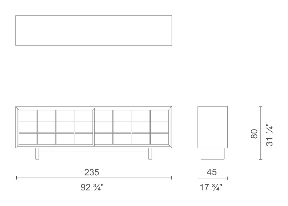 Reti-Co Cabinet by Cappellini, size drawing: RTC2 / RTC2L