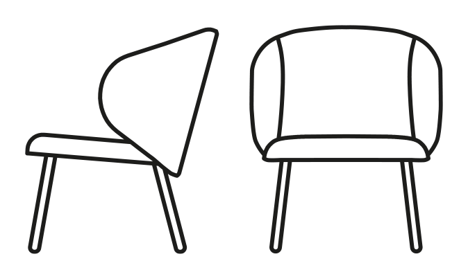 Tuka Armchair, Lounge, Metal Legs by Connubia, size drawing