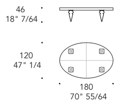 Gran Canal 40 Coffee Table by Reflex, size drawing 2
