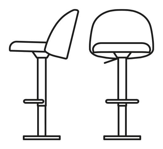 Tuka Mid Stool by Connubia, size drawing