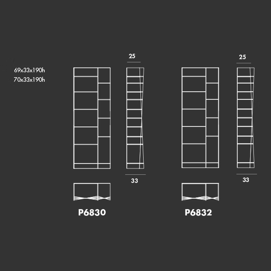 Delphi Modular Glass Bookcase by Sovet, size drawing 1
