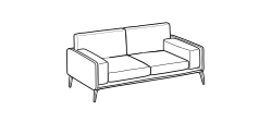 Kris Sofa by Ditre Italia, size drawing: 3-seat sofa