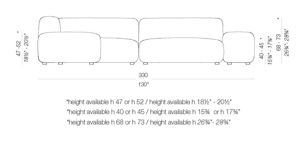Plus L_shape Corner Sofa by LaPalma, size drawing