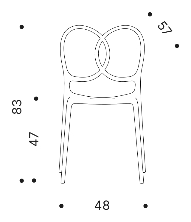 Sissi Chair by Driade, size drawing
