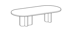 Arcade Dining Table by Ditre Italia, size drawing: Oval table 260x120 lacquered base and lacquered wooden top