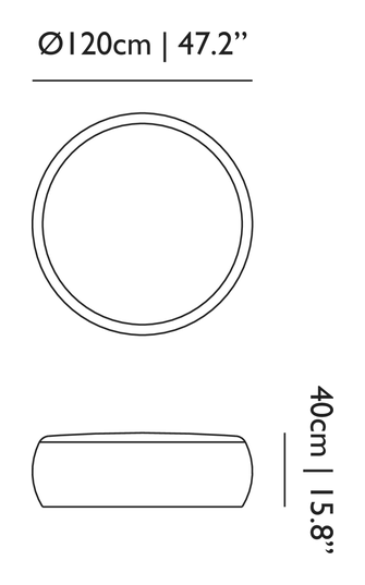 Pooof Ottoman by Moooi, size drawing: 120