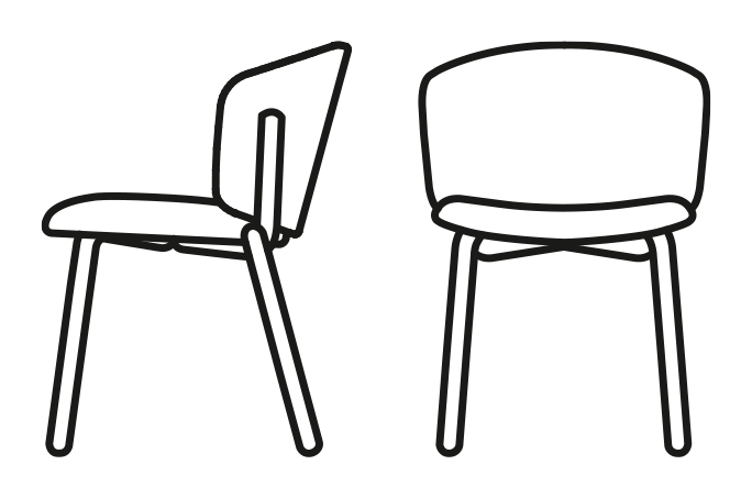 Desy Mid Chair by Connubia, size drawing