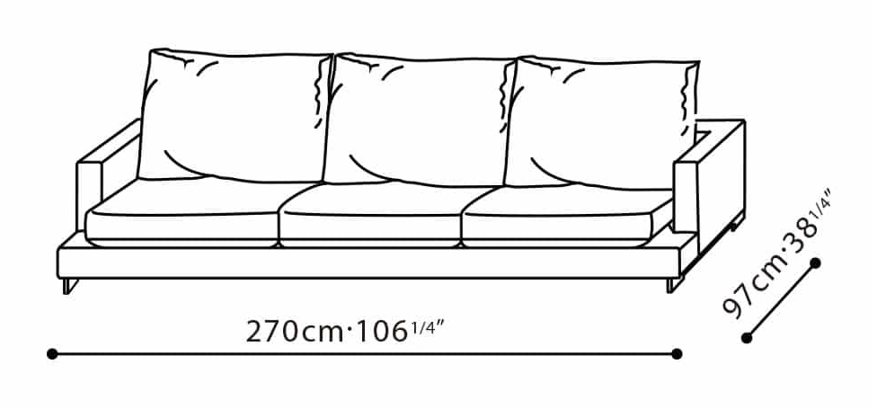 LazyTime Small Sofa by Camerich, size drawing: C0150024