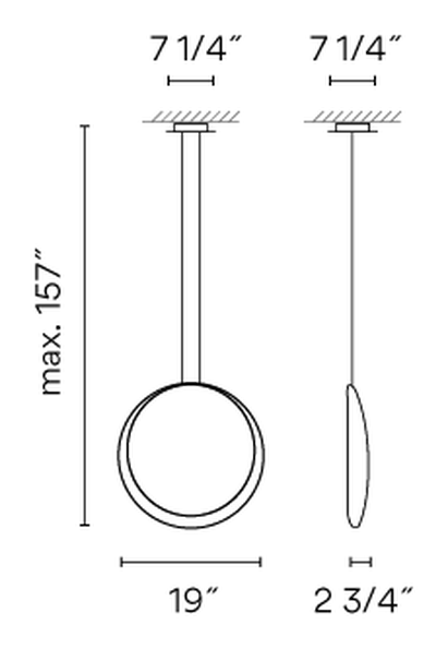 Cosmos Pendant Lamp by Vibia, size drawing: Model 2502