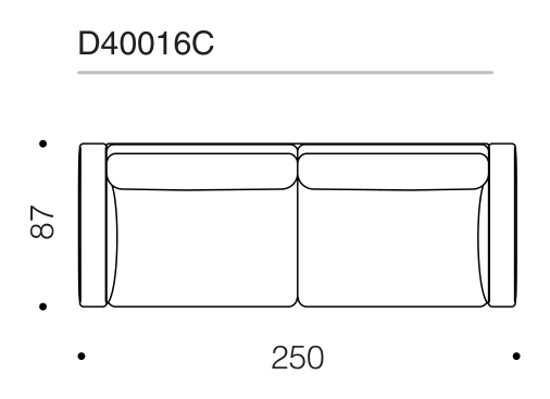 Fenix Sofa by Driade, size drawing: D40016C