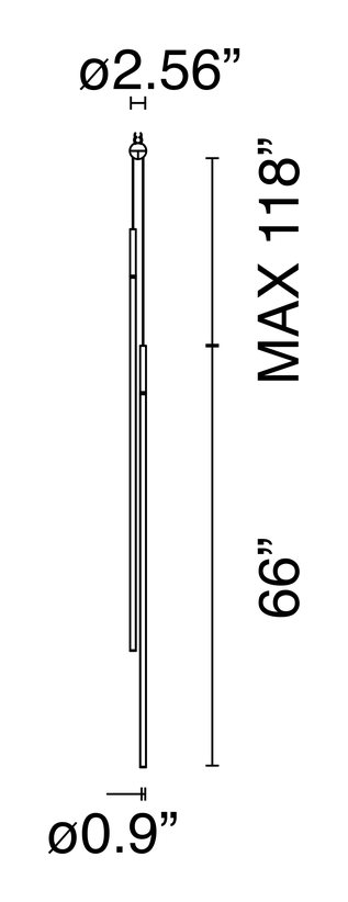 My Lines Track Pendant by Flos, size drawing