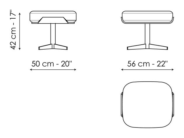Olos Bergère Armchair by Bonaldo, size drawing: Olos footrest