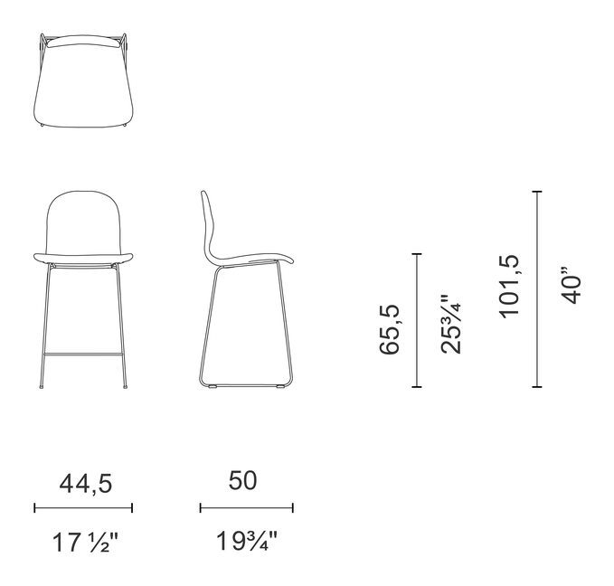 Tate Soft Stool by Cappellini, size drawing: TS_31