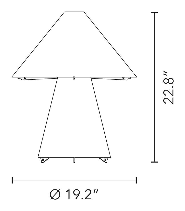 Metafora Table Lamp by Fontana Arte, size drawing