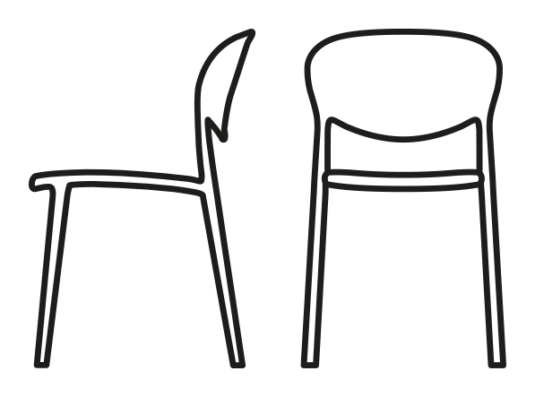 Abby Chair, Solid Back by Connubia, size drawing