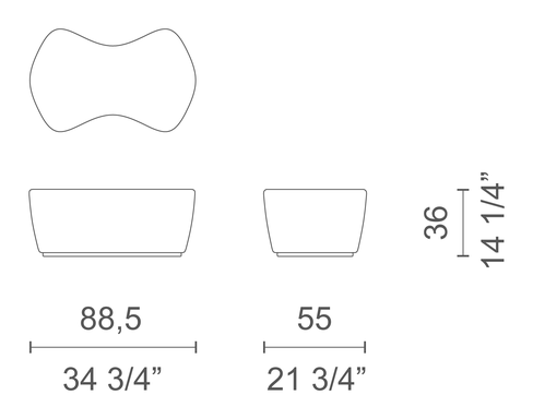 Drum Armchair by Cappellini, size drawing: DRU2