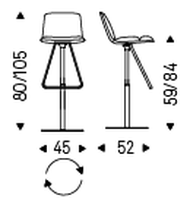 Axel Stool by Cattelan Italia, size drawing