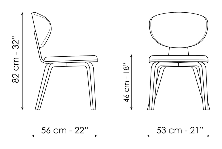 Olos Chair by Bonaldo, size drawing