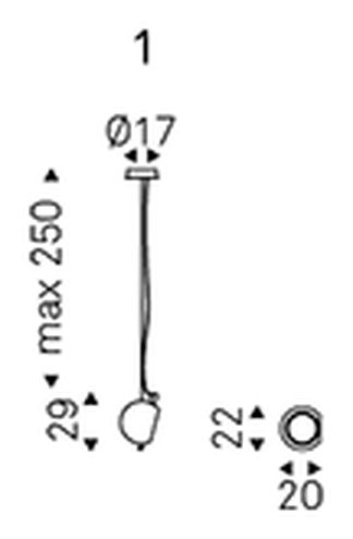 Cody Pendant Lamp by Cattelan Italia, size drawing 1