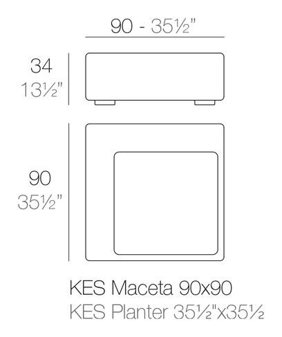 Kes Planter by Vondom, size drawing