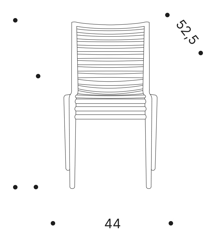 Pip-E Chair by Driade, size drawing