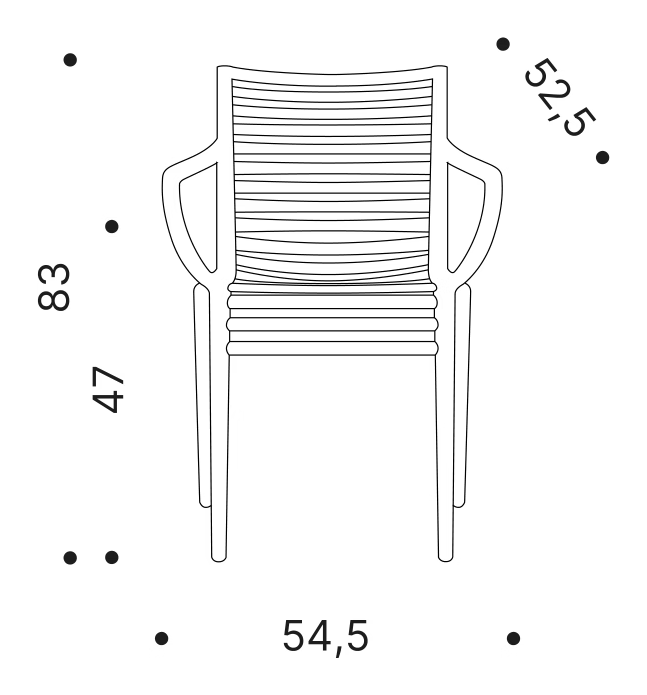Pip-E Armchair by Driade, size drawing