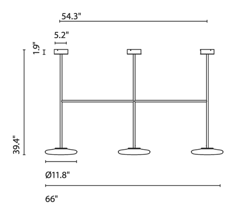 Ihana Ceiling Lamp by Marset, size drawing: Ihana x3 100