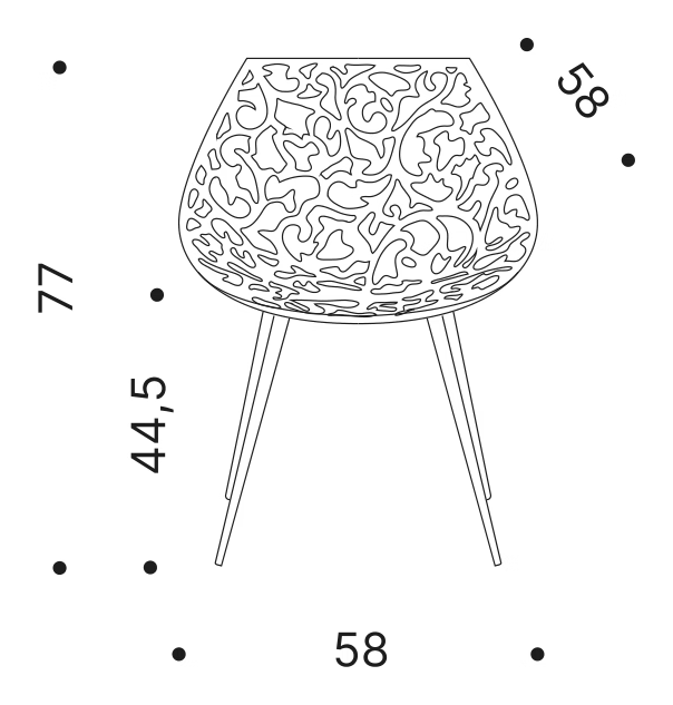 Miss Lacy Armchair by Driade, size drawing