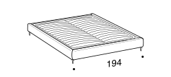 Otello Bed by Ditre Italia, size drawing: AIR bed base for 180x200 cm mattress