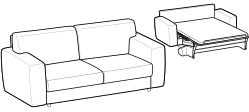 Isabel Sofa Bed by Ditre Italia, size drawing: Maxi 3-seater sofa bed