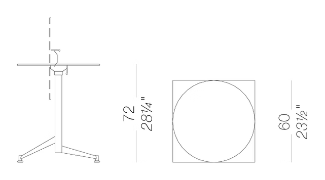 Seltz Basic Table by LaPalma, size drawing