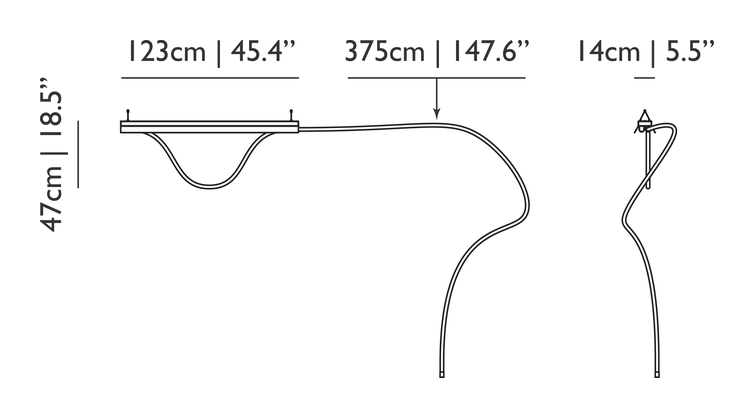 Tubelight Pendant Lamp by Moooi, size drawing: 500