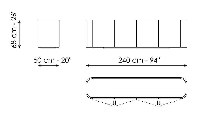 Arragan Sideboard by Bonaldo, size drawing: Arragan low