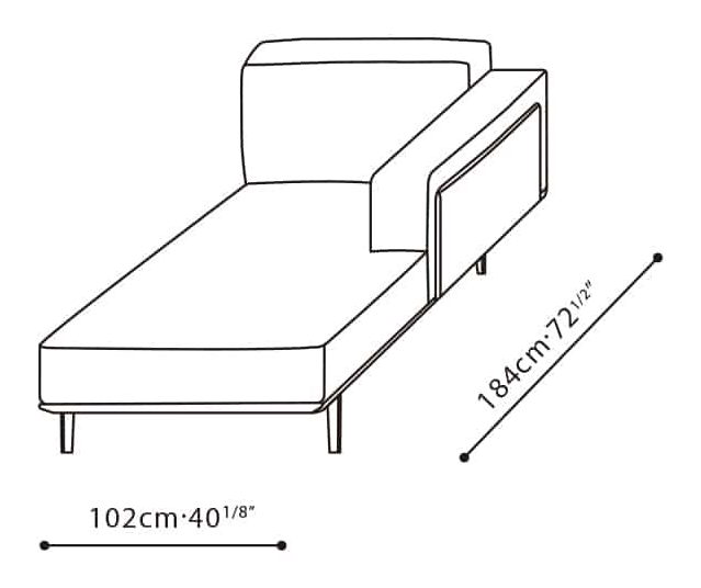 Moda Sofa by Camerich, size drawing: C01G0208